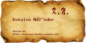 Kotvics Nándor névjegykártya